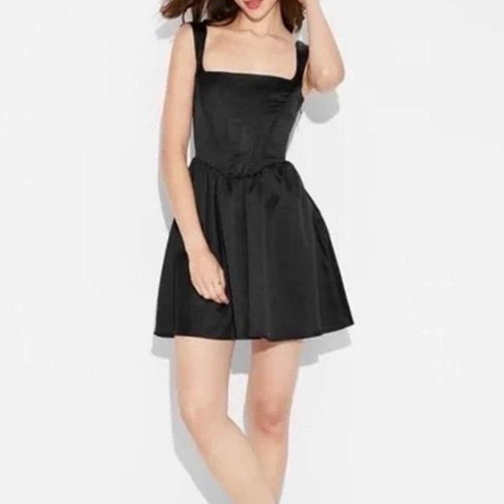Wild Fable Black Corset Mini Skater Satin Dress | Size XS | NWT
